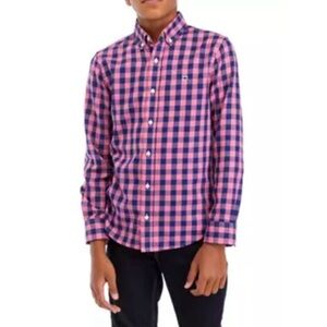 Boys size small pink plaid flannel shirt